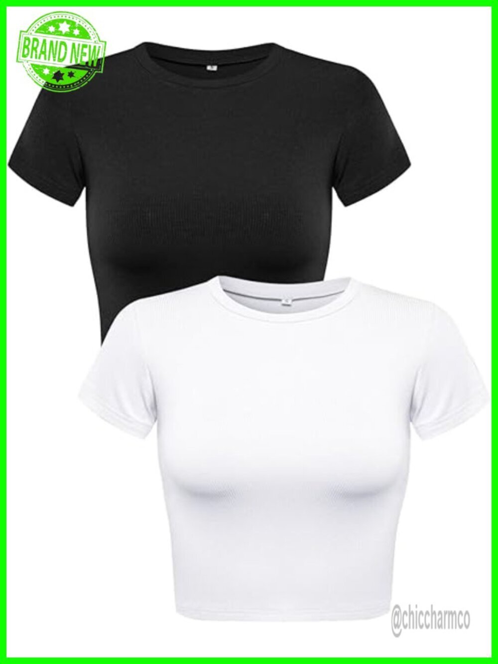 Slim Fitted Short Sleeve Crop Top with Ribbed Knit